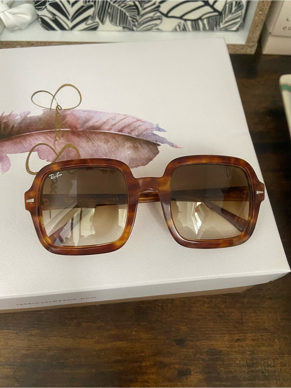 Ray-Ban Tortoiseshell Square Gradient Lens Sunglasses